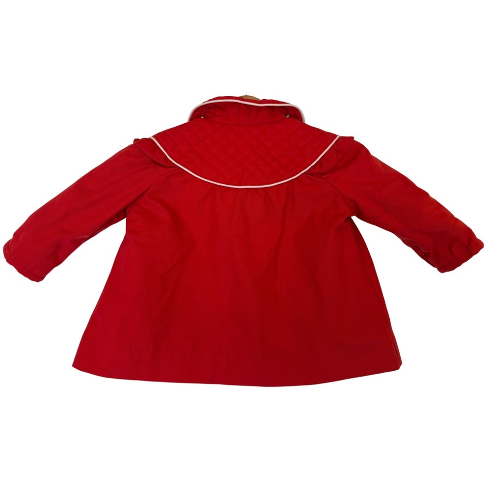 Vtg LONDON FOG Red Quilted Coat Jacket Floral Embroidery Detachable Hood Size 2 - Picture 12 of 14